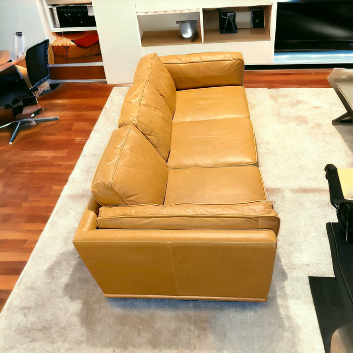 Light Brown Genuine Leather Article Sofa / Couch