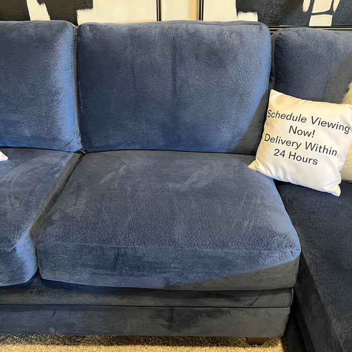 Blue Two Piece Sectional Couch with Chaise