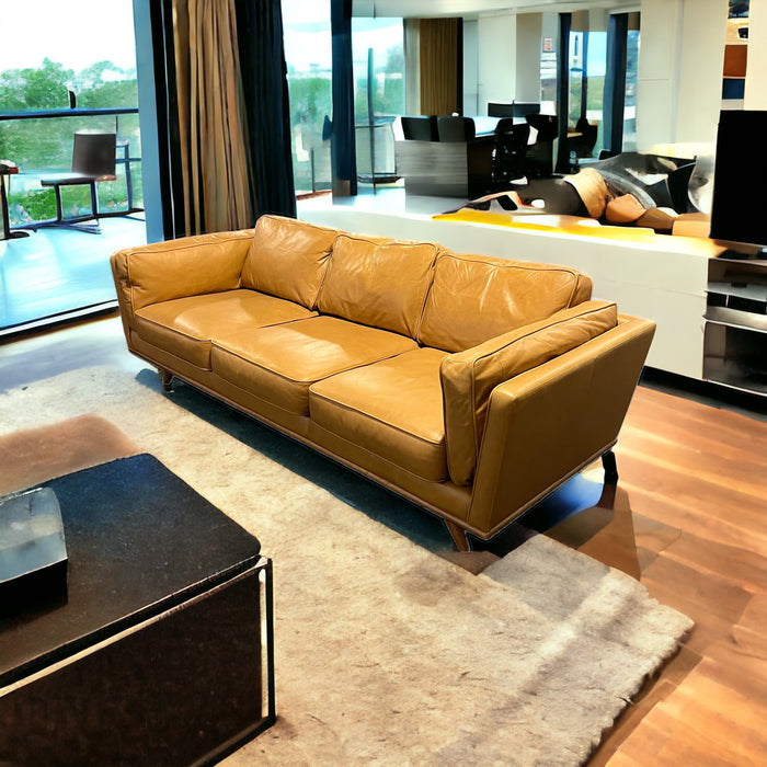 Light Brown Genuine Leather Article Sofa / Couch