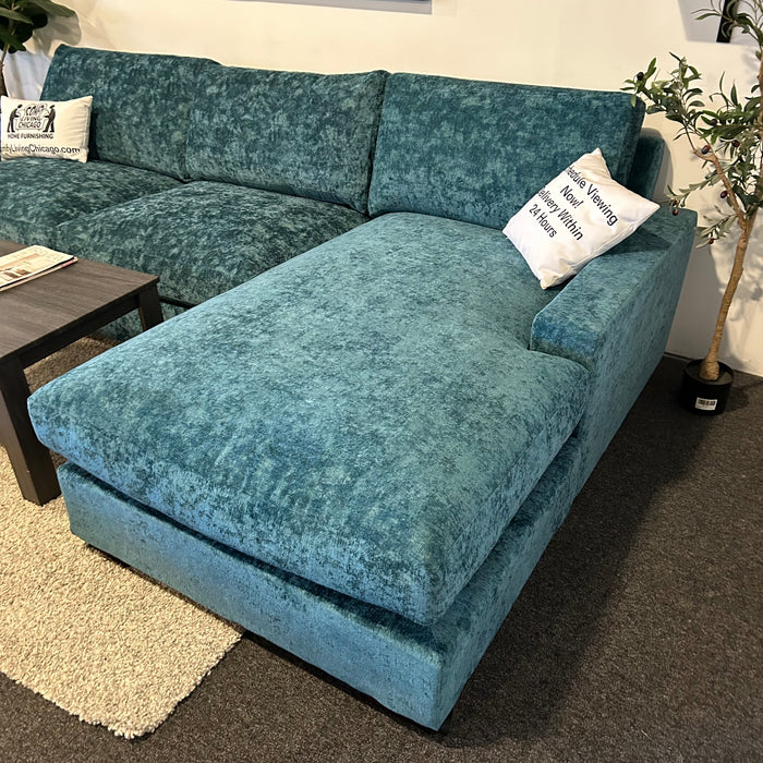 Joybird Anton Sectional Couch in Aqua Blue