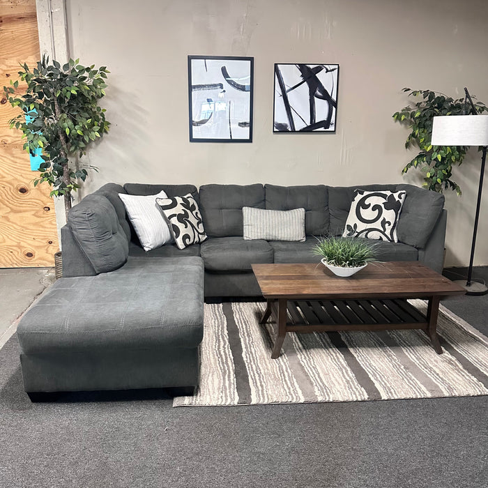 Sectional with Bumper Chaise in Gray