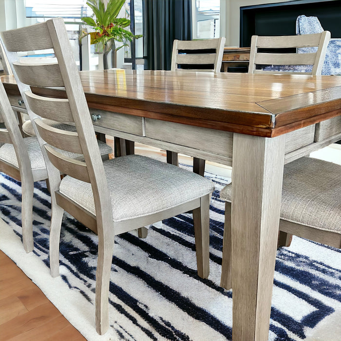 Traditional Style Dining Set In A Two-Tone Cherry Top With Gray