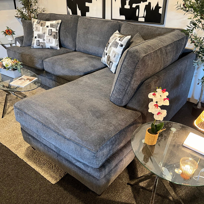 Gray Two Piece Sectional Couch with Chaise