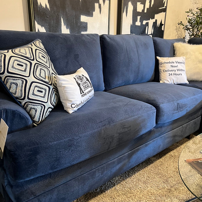 Blue Two Piece Sectional Couch with Chaise