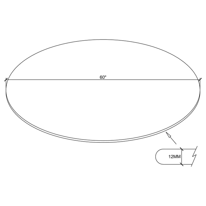 60-inch 12mm Round Clear Tempered Glass Top