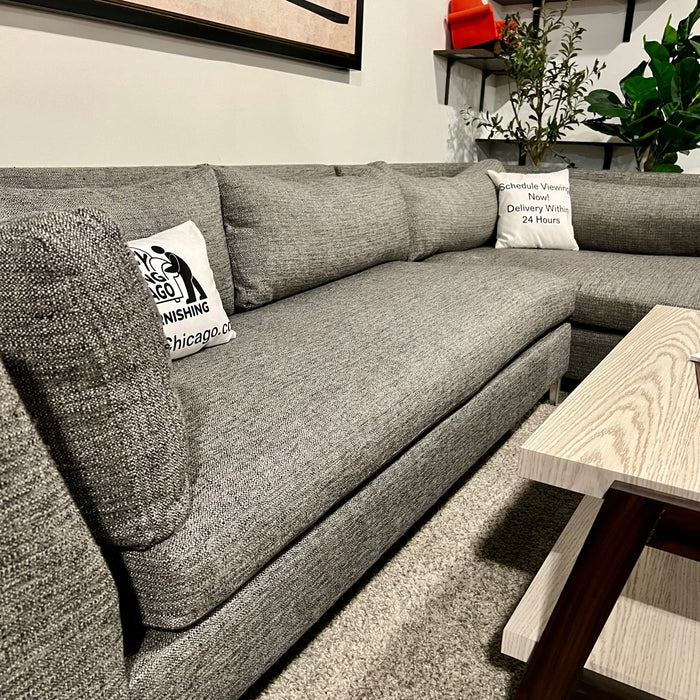 CB2 Decker 2 Piece Sectional Couch in Gray