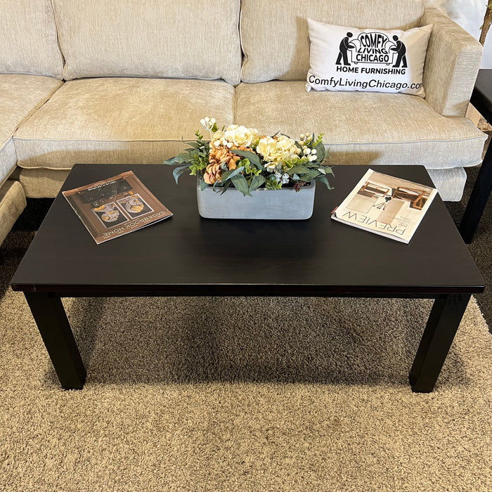 Contemporary Couch and Side Table Set in Black Finish