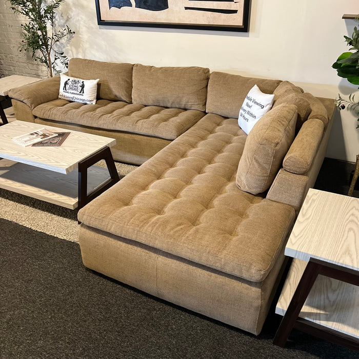 Jonathan Louis Tufted Beige L Shaped Sectional Couch