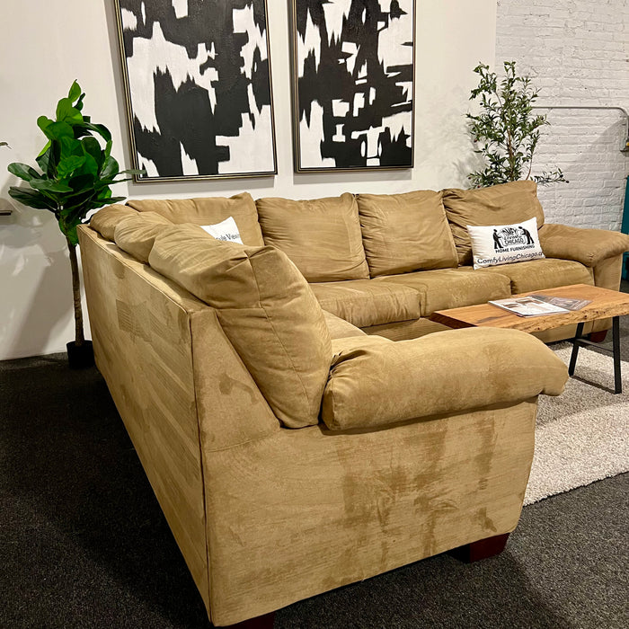 Caramel Jonathan Louis Two Piece Sectional Couch with Full Soze Pullout Mattress