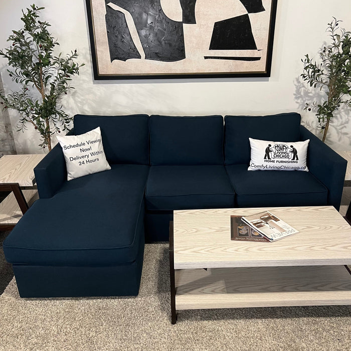 West Elm Sectional Couch with Reversible Chaise in Blue