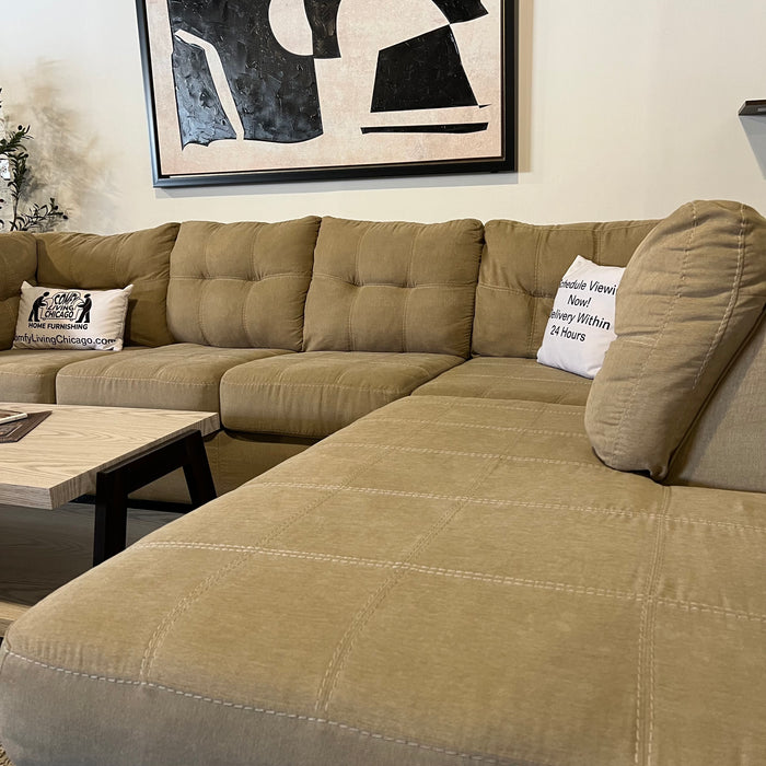 Ashley Home-stores Two Piece Sectional Couch with Chaise in Tan