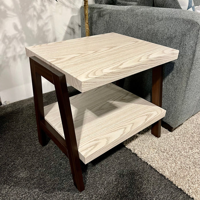 Contemporary Coffee Table and Side Table Set in Two Tone Stone Woodgrain Top