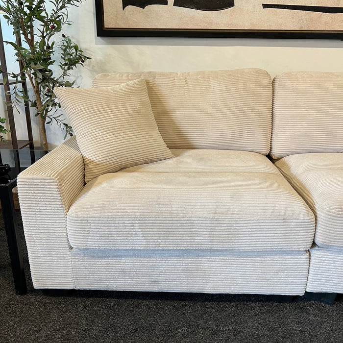 Off White Modular Six Piece Modular Tufted Sectional Couch with Chaise