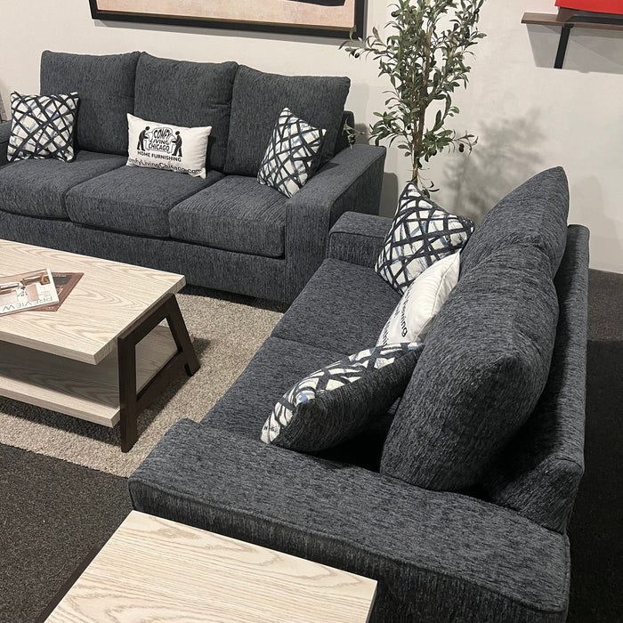 Couch and Loveseat Set in Navy Blue