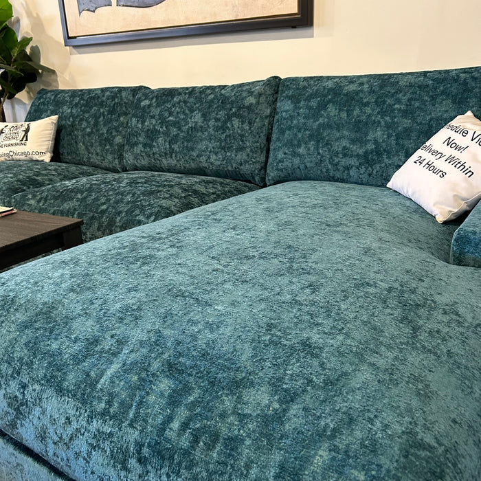 Joybird Anton Sectional Couch in Aqua Blue