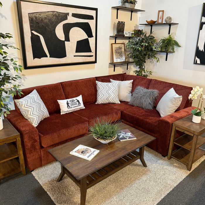 Daina Modular Sectional in Maroon Red