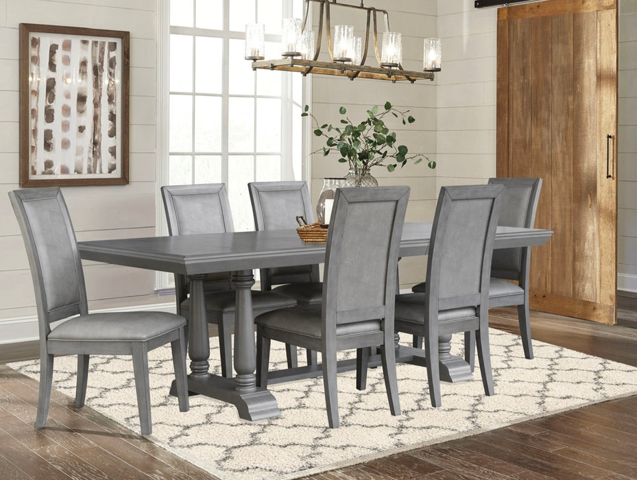 Traditional Style Dining Table Set in a Gray Finish