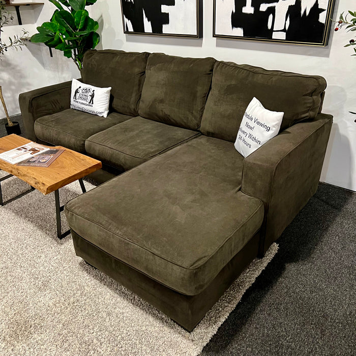 Olive Green Sectional with Reversible Chaise