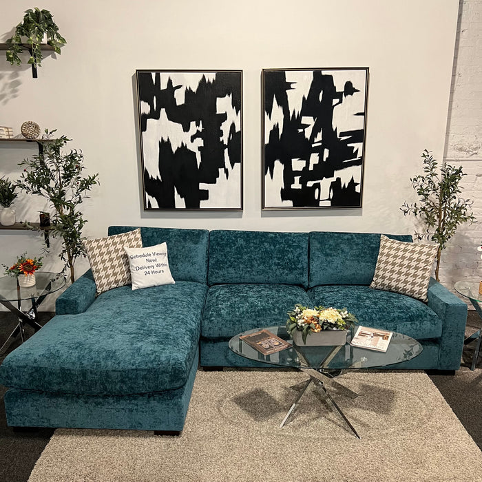 Joybird Anton Sectional Couch in Aqua Blue