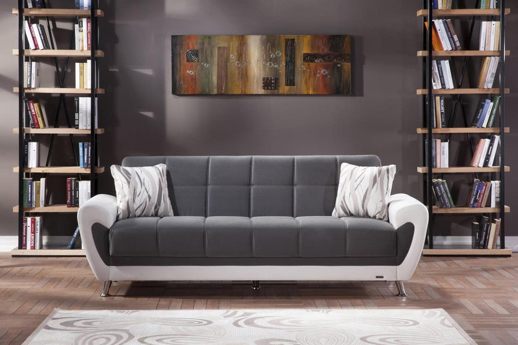 Duru 3 Seat Sleeper Sofa (Plato Dark Gray) by Bellona