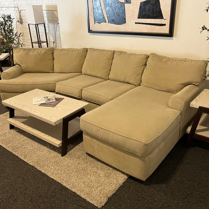 Walter E Smithe Cream Sectional Couch with Cuddle Corner Chaise