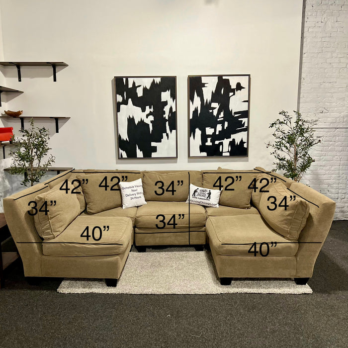 Beige Macy’s 5 Piece Modular Sectional Couch