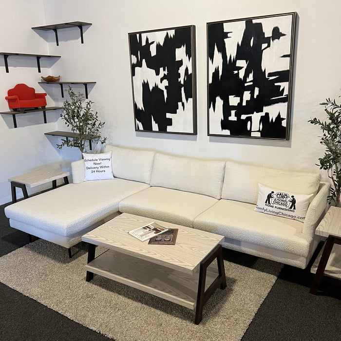 All Modern Miller 2 White Boucle Sectional