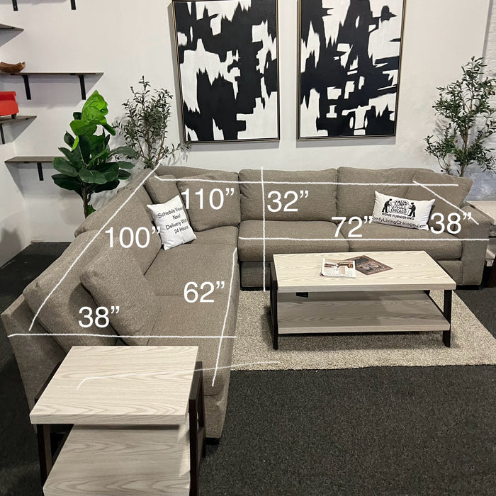 Room and Board Three Piece Corner Sectional Couch in Gray