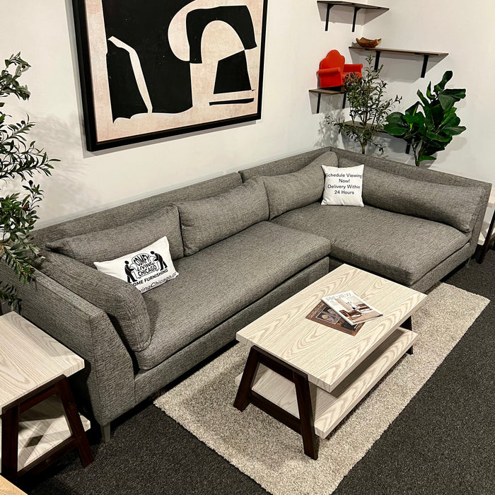 CB2 Decker 2 Piece Sectional Couch in Gray