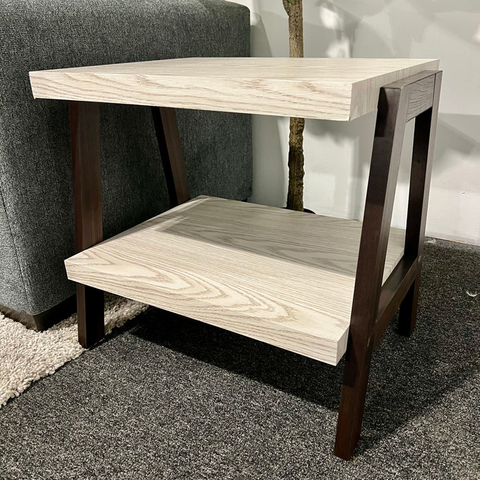 Contemporary Coffee Table and Side Table Set in Two Tone Stone Woodgrain Top