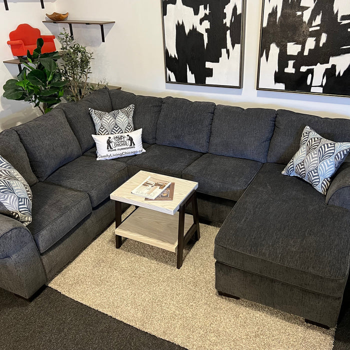 Charcoal Gray U Shape Sectional Couch with Reversible Chaise