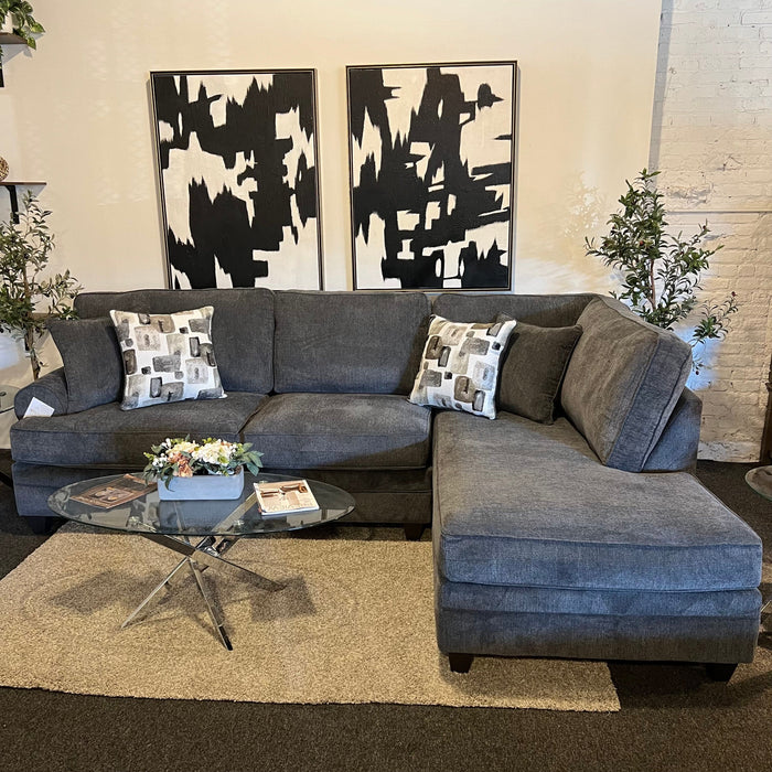 Gray Two Piece Sectional Couch with Chaise