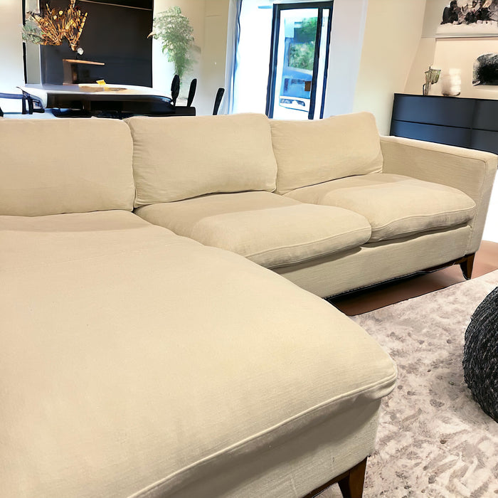 Off White Two Piece Sectional Couch with Chaise