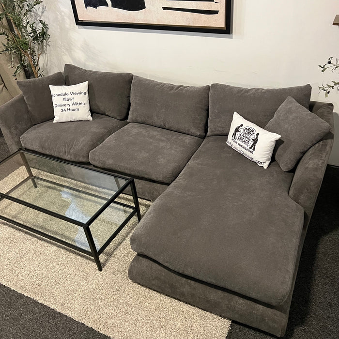 Mario Capasa Feathers Gray Two Piece Sectional Couch