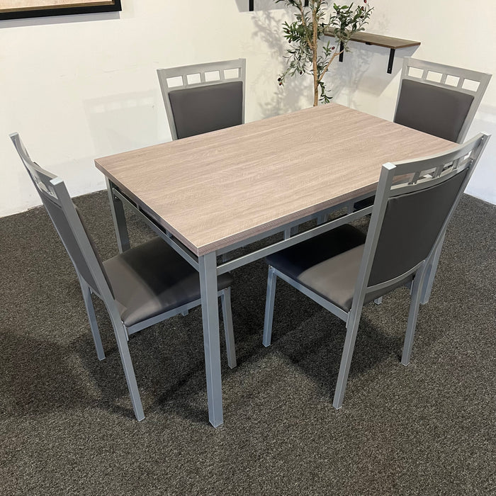 Contemporary Rectangular Dining Set with Weathered Top in Gray