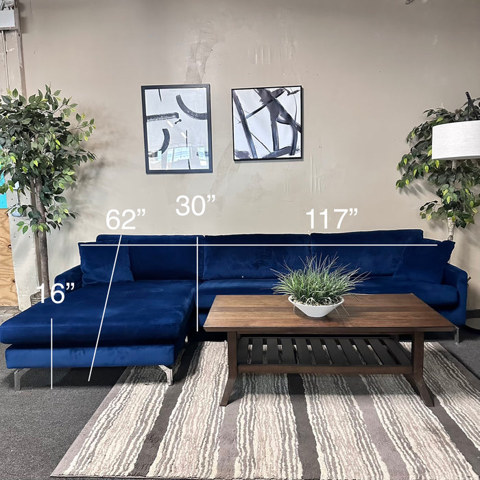 Blue MCM Sectional with Reversible Chaise
