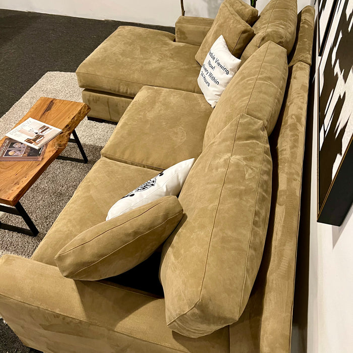 Crate and Barrel Axis Caramel Two Piece Sectional Couch