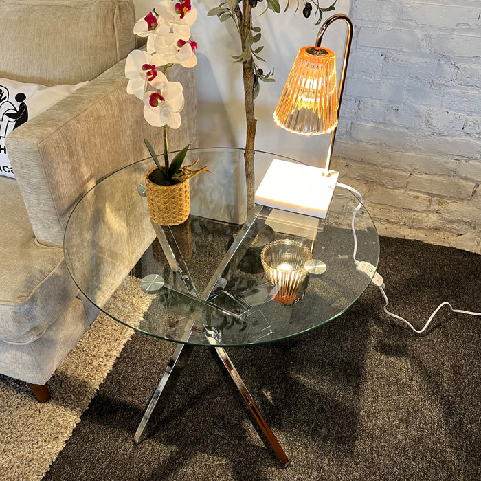 Modern Round Coffee Table and Side Table Set with Metal Legs