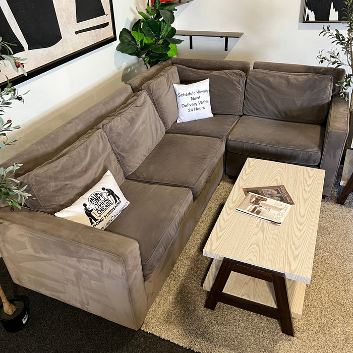 West Elm Three Piece Corner Sectional in Gray