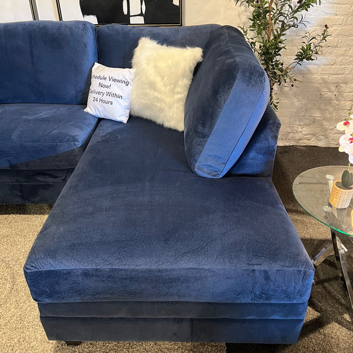 Blue Two Piece Sectional Couch with Chaise