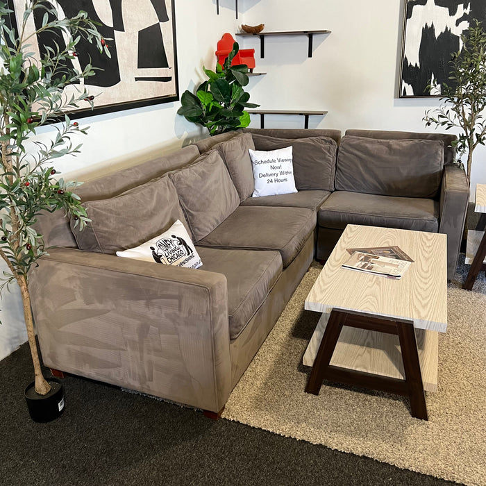 West Elm Three Piece Corner Sectional in Gray