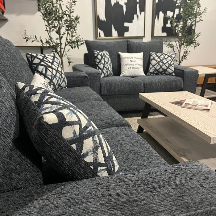 Couch and Loveseat Set in Navy Blue