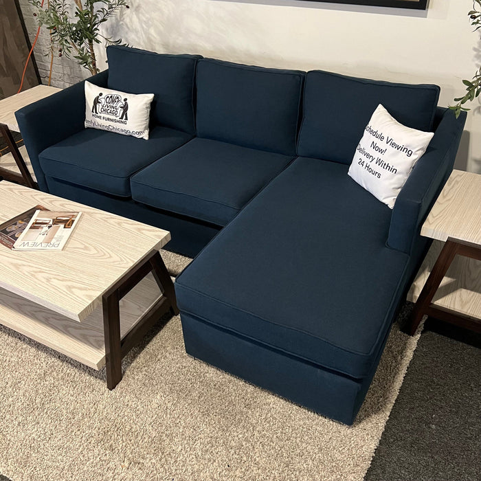 West Elm Sectional Couch with Reversible Chaise in Blue