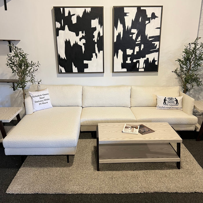 All Modern Miller 2 White Boucle Sectional