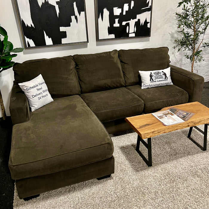 Olive Green Sectional with Reversible Chaise