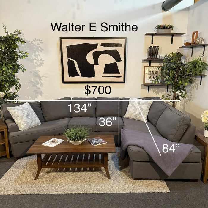 Walter E Smithe Sectional with Bumper Chaise & Cuddle Corner