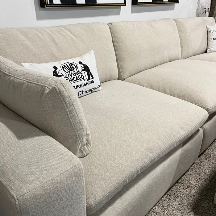 Cream Two Piece Sectional Couch with Chaise