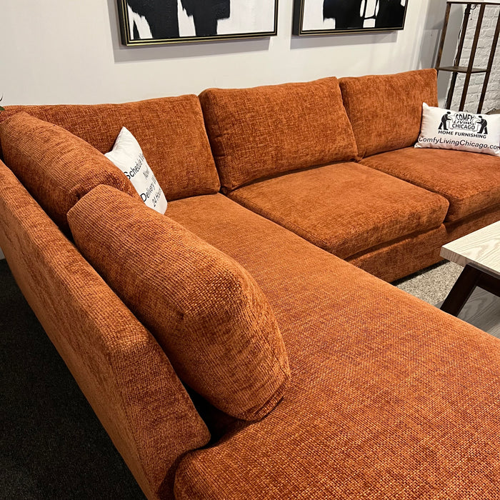 Joybird Orange Sectional with Bumper Chaise