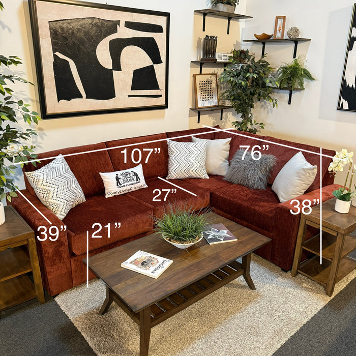 Daina Modular Sectional in Maroon Red