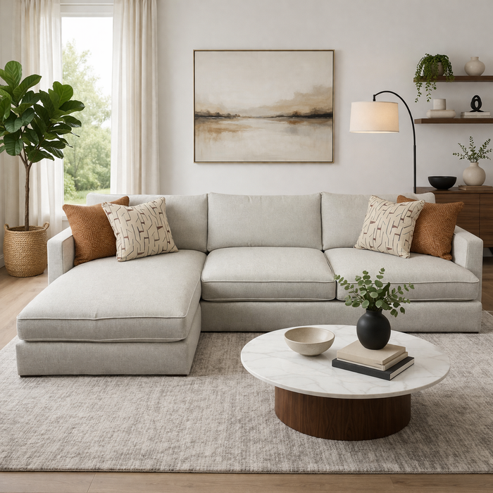 Finley Sectional with Left Facing Chaise in Grande Glacier